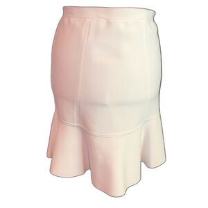 Bebe Skirt Women's' Size Medium White Flared Peplum Exposed Back Zipper NWT